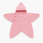 Baby Blanket Hooded Star Shape Crocheted Cotton With Button Closure