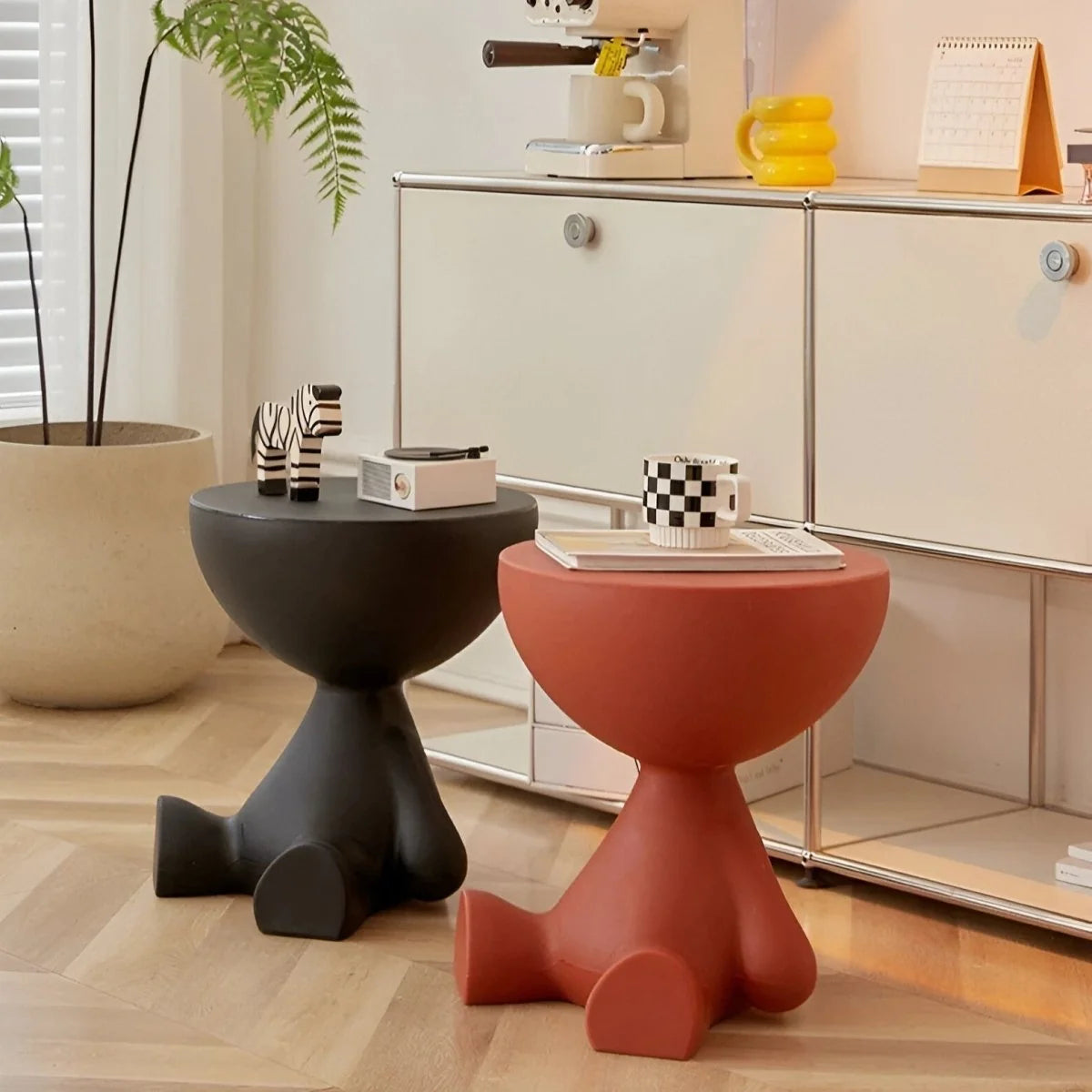 Coffee Table Round Plastic Space-Saving Lightweight
