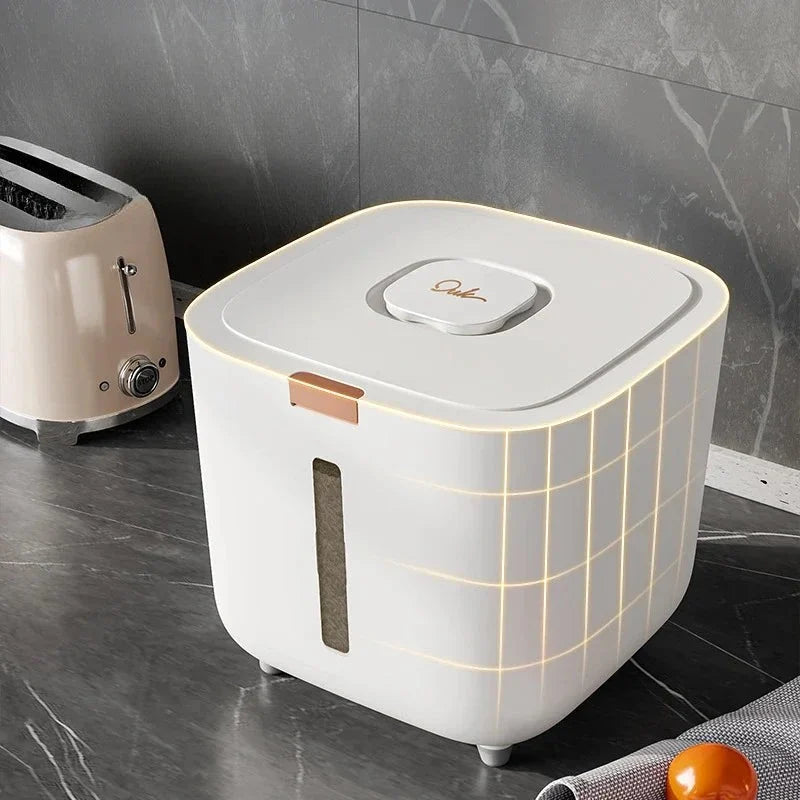 Rice Storage Bin Sealed Flip-Top Lid Viewing Window