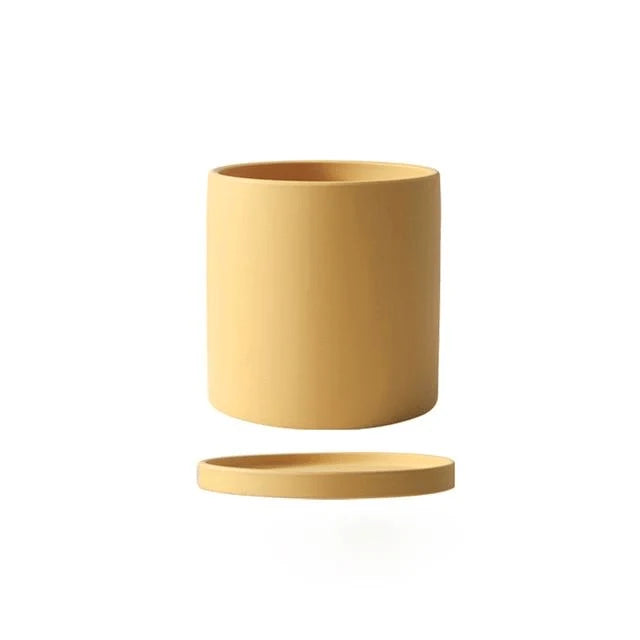 Ceramic Flower Pot Matte Glazed With Drainage Hole & Saucer