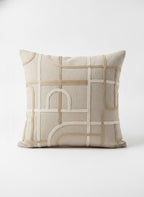 Beige Embroidered Abstract Pillow