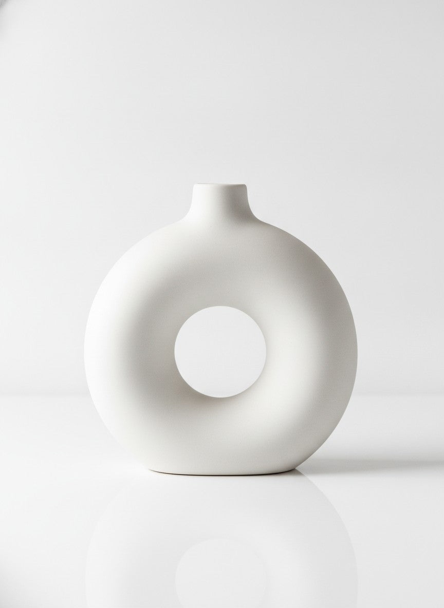 White Ceramic Donut Arch Vase