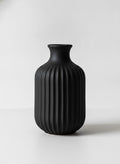Black Fluted Stoneware Flower Vase