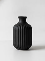 Black Fluted Stoneware Flower Vase