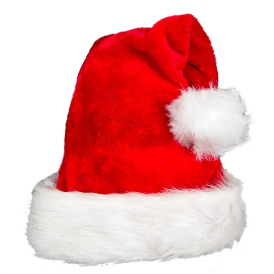 Christmas Hat Red Fleece Faux Fur Trim