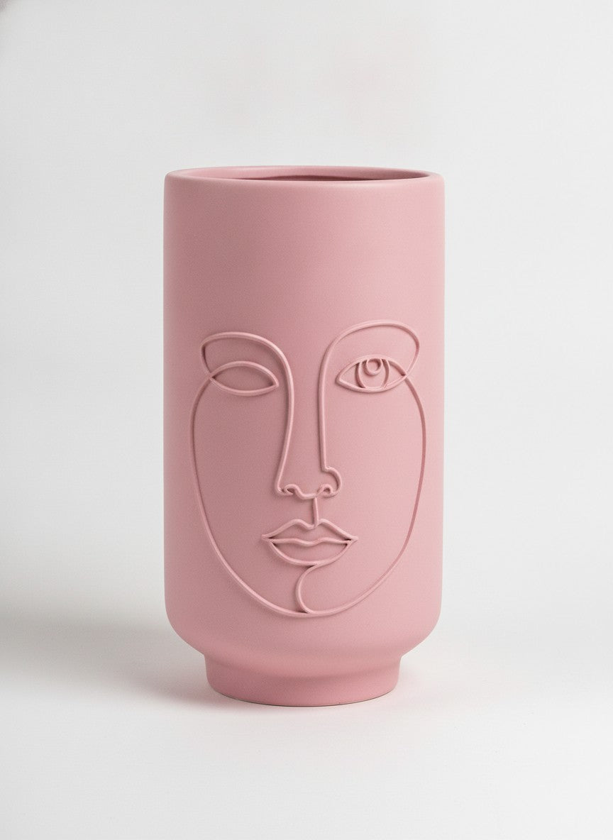 Pink Minimalist Face Sculpture Vase
