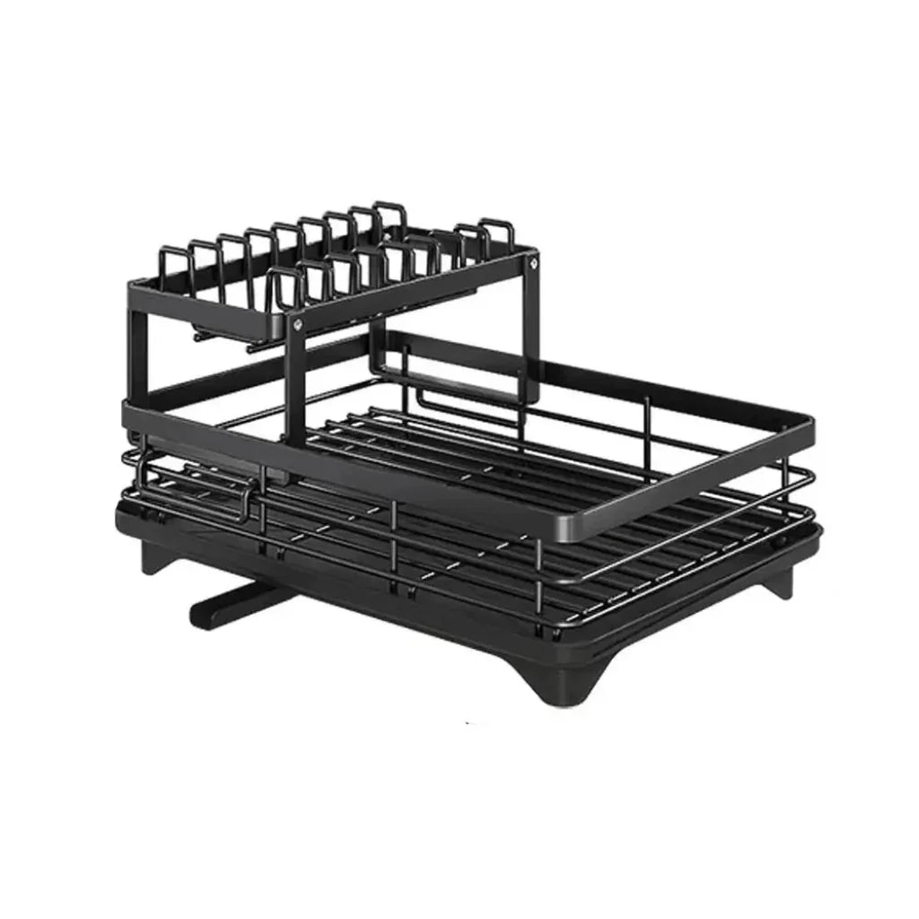 Dish Drying Rack Foldable Stainless Steel With Utensil Holder