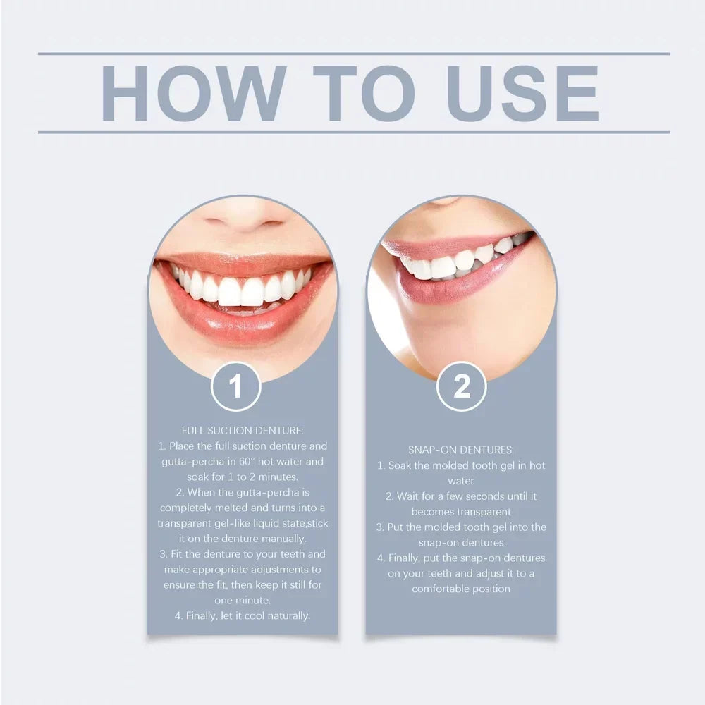 Denture Set Soft Flexible Silicone Upper & Lower Fit