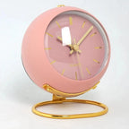 Alarm Clock Analog Quartz With Night Light & Gold Markers