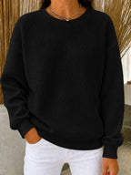 Women's Sweatshirt Waffle Knit Quarter-Zip Relaxed Fit