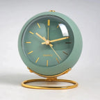 Alarm Clock Analog Quartz With Night Light & Gold Markers