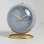 Alarm Clock Analog Quartz With Night Light & Gold Markers