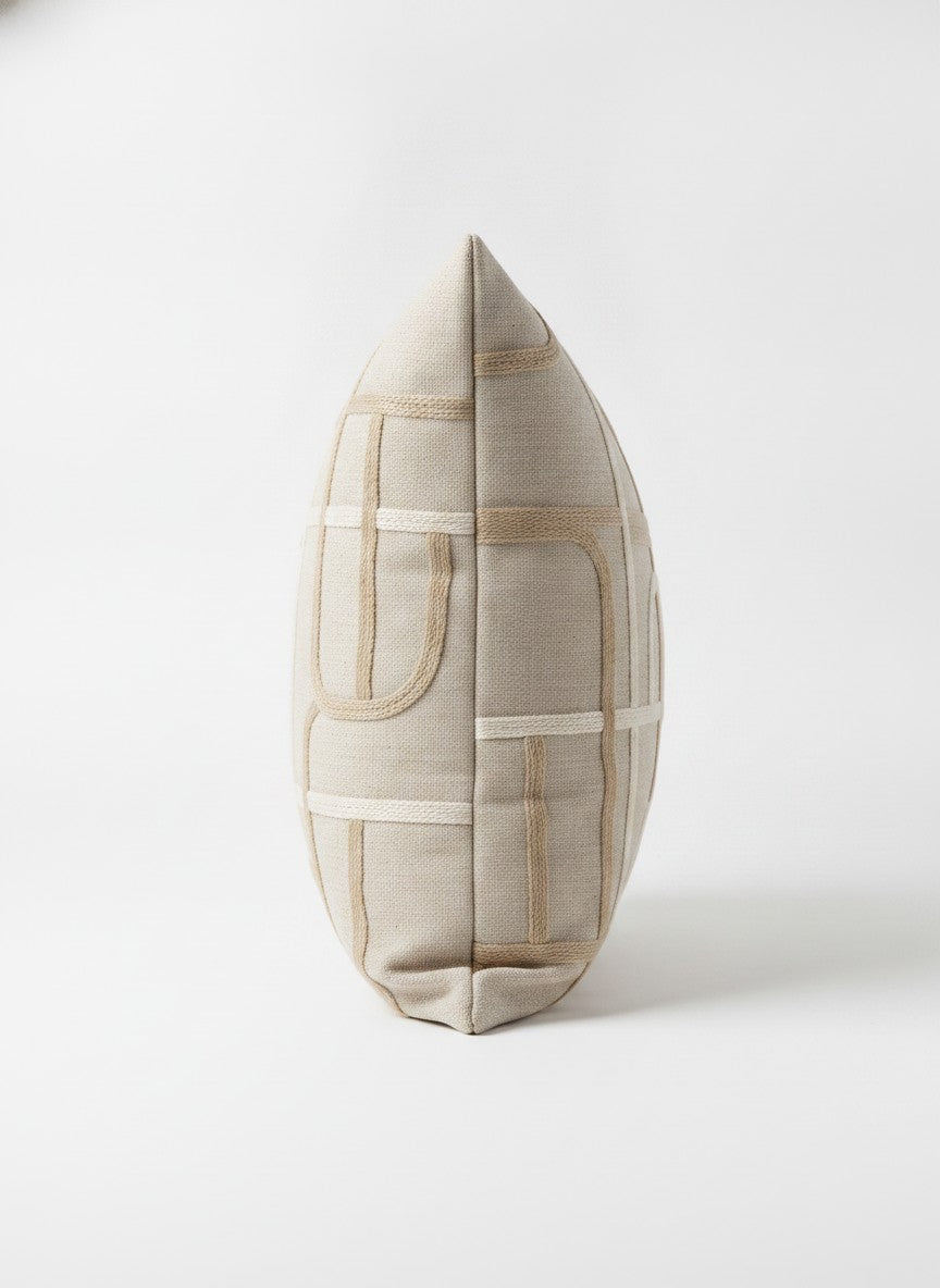 Beige Embroidered Abstract Pillow
