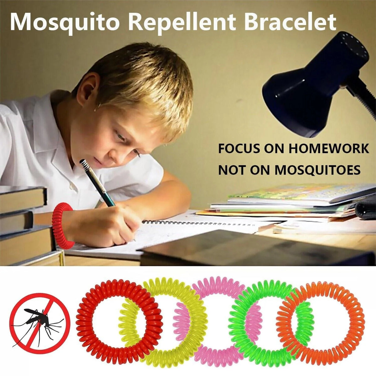 Mosquito Repellent Wristbands DEET-Free Waterproof 24-Pack