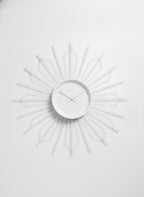 White Sunburst Geometric Accent Clock