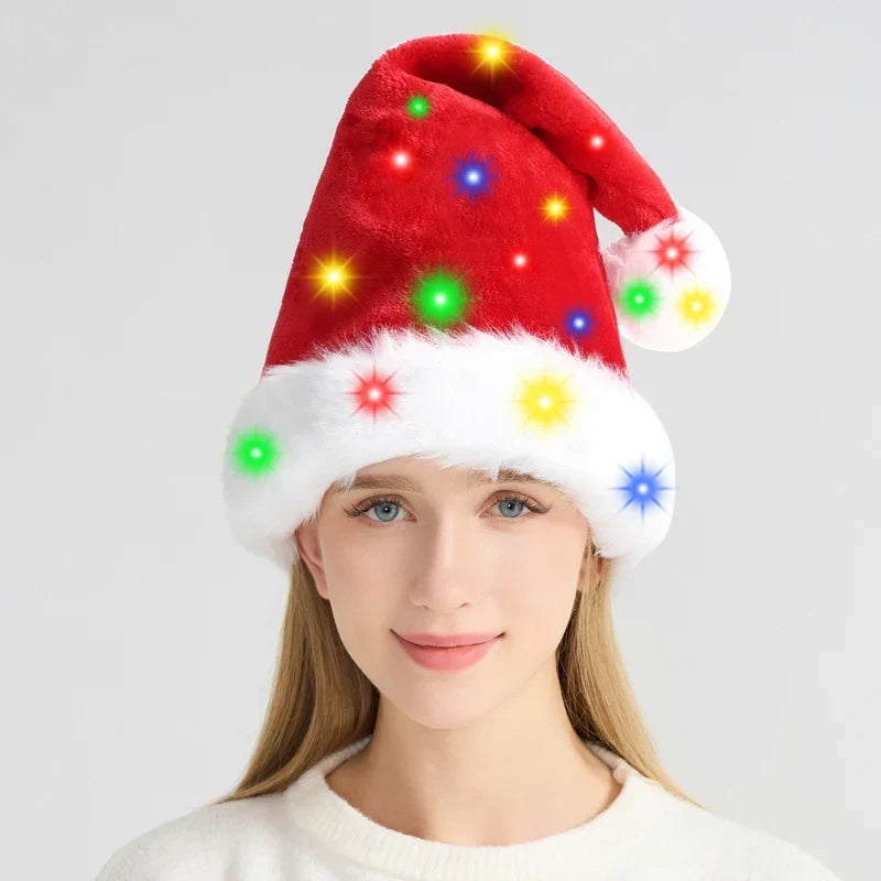 Santa Hat Soft Fleece Faux Fur Trim Pom-Pom