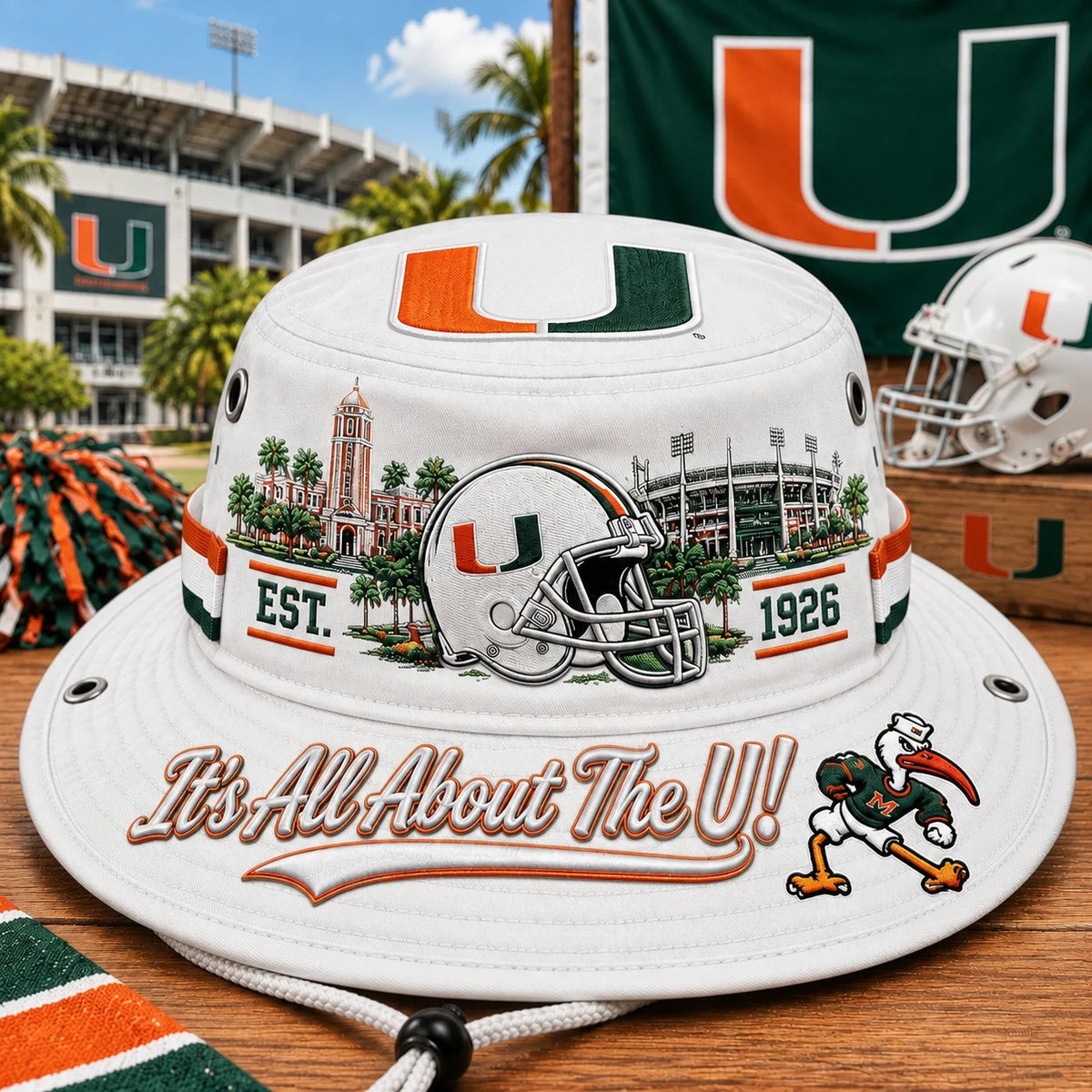 Boonie Hat Football Helmet Design Wide Brim Adjustable Chin Cord
