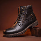 Biker Boots Side Zip Lace-Up Deep Tread Sole