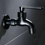 Wall-Mounted Faucet Solid Brass Matte Black Space-Saving