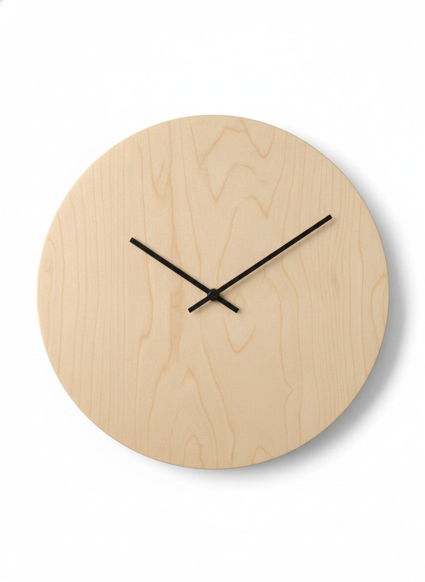 Beige Wooden Nordic Silent Clock