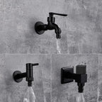 Wall-Mounted Faucet Solid Brass Matte Black Space-Saving