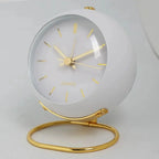 Alarm Clock Analog Quartz With Night Light & Gold Markers