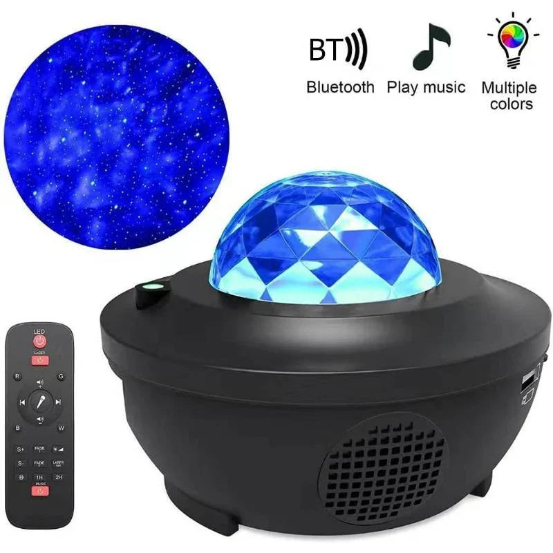 Galaxy Projector Starry Sky & Ocean Wave Effects Bluetooth Speaker With Remote Control
