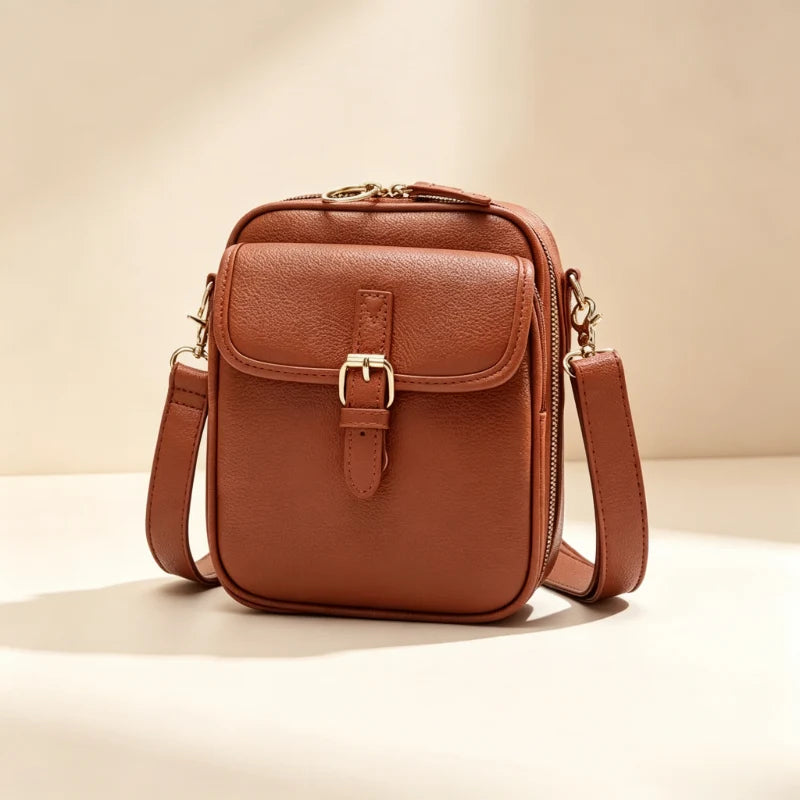 Crossbody Bag Anti-Theft Zippers Compact Square Design Adjustable Strap
