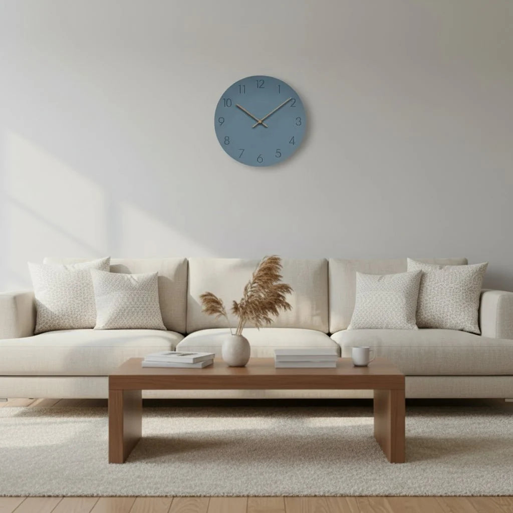 Wall Clock Silent Movement Minimalist Nordic Design Walnut Wood Hands