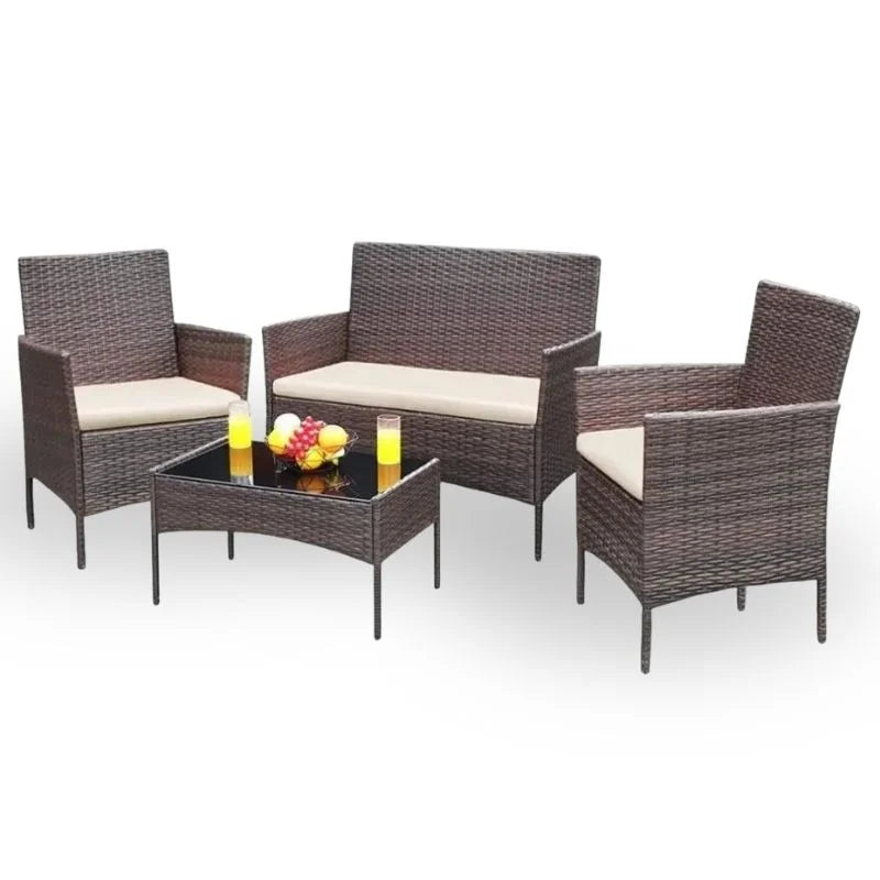 Four-Piece Wicker Outdoor Lounge Set