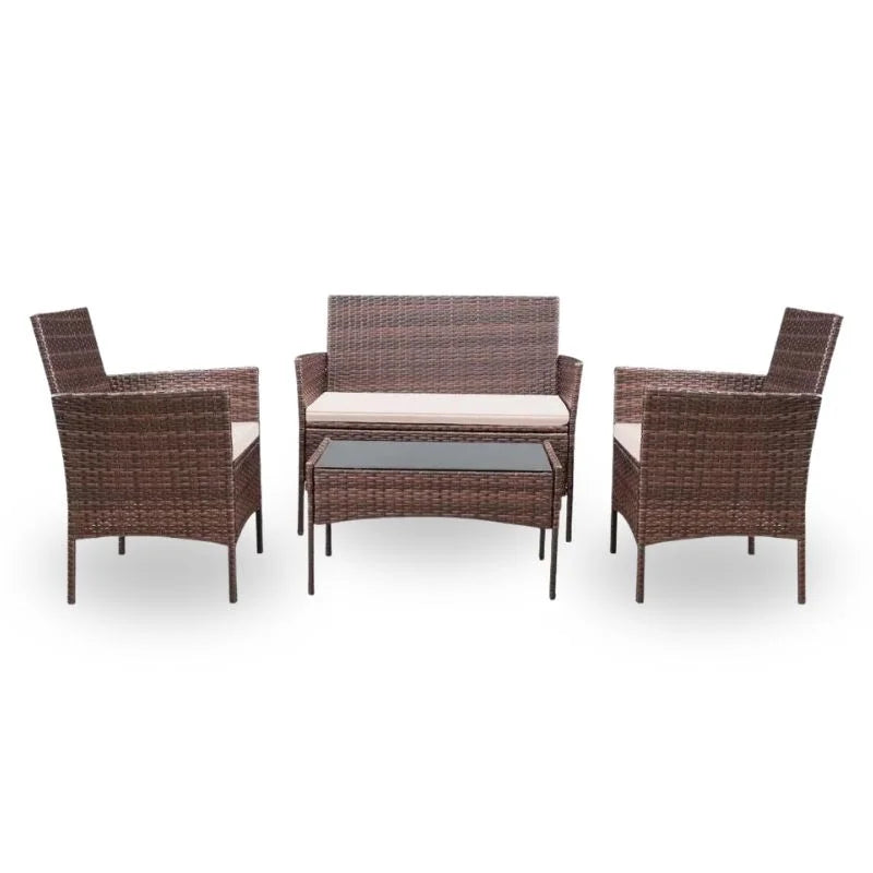 Four-Piece Wicker Outdoor Lounge Set