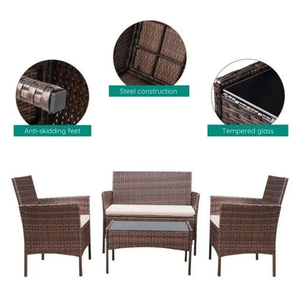 Four-Piece Wicker Outdoor Lounge Set