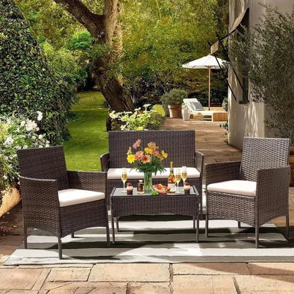 Four-Piece Wicker Outdoor Lounge Set