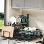 Dish Drying Rack Foldable Stainless Steel With Utensil Holder