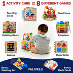 Activity Cube Rubberwood 8-in-1 Educational Toy