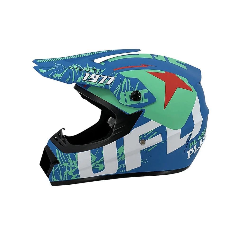 Dirt Bike Helmet Full Face Adjustable Visor Reinforced Chin Guard