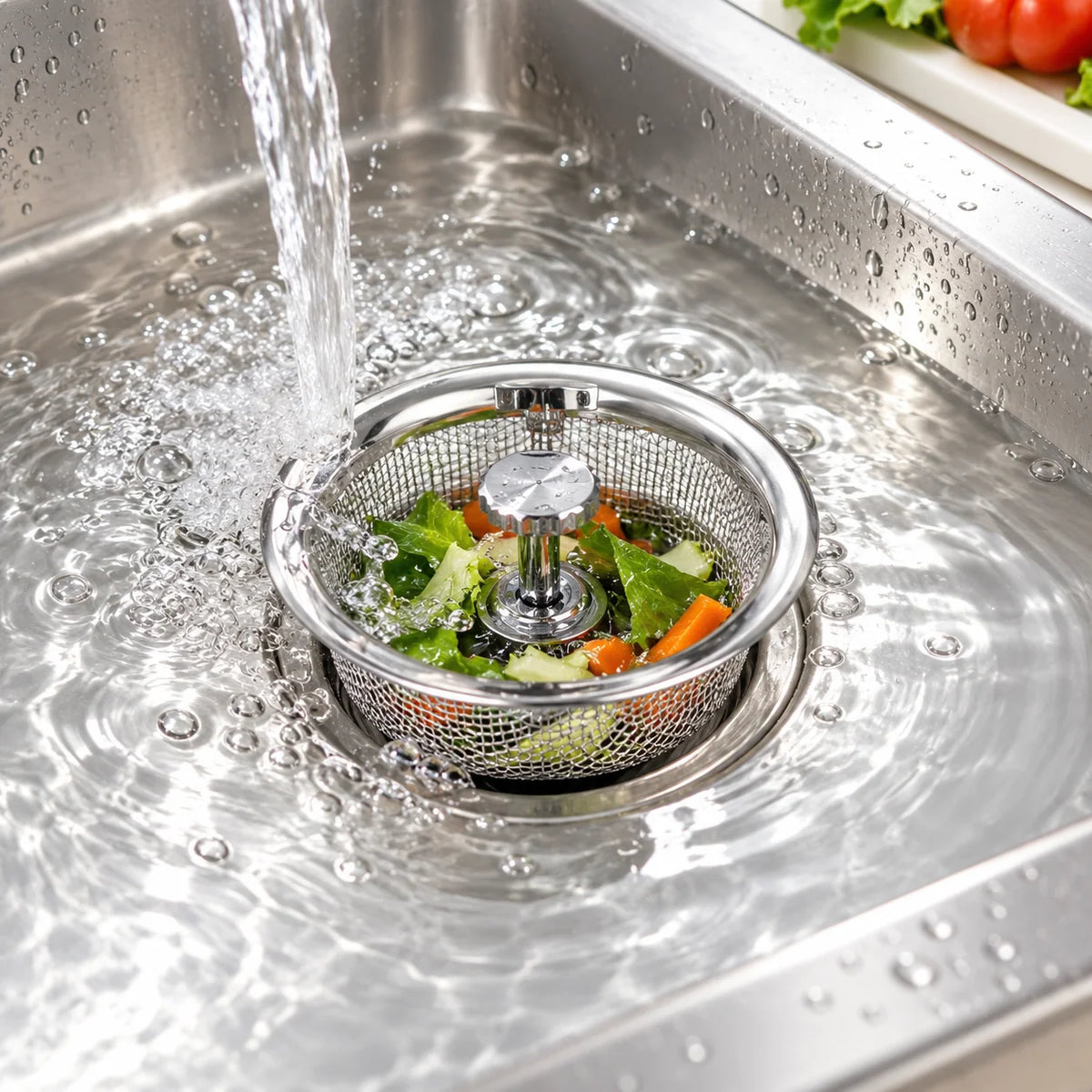 Kitchen Sink Strainer Stainless Steel Basket & Stopper