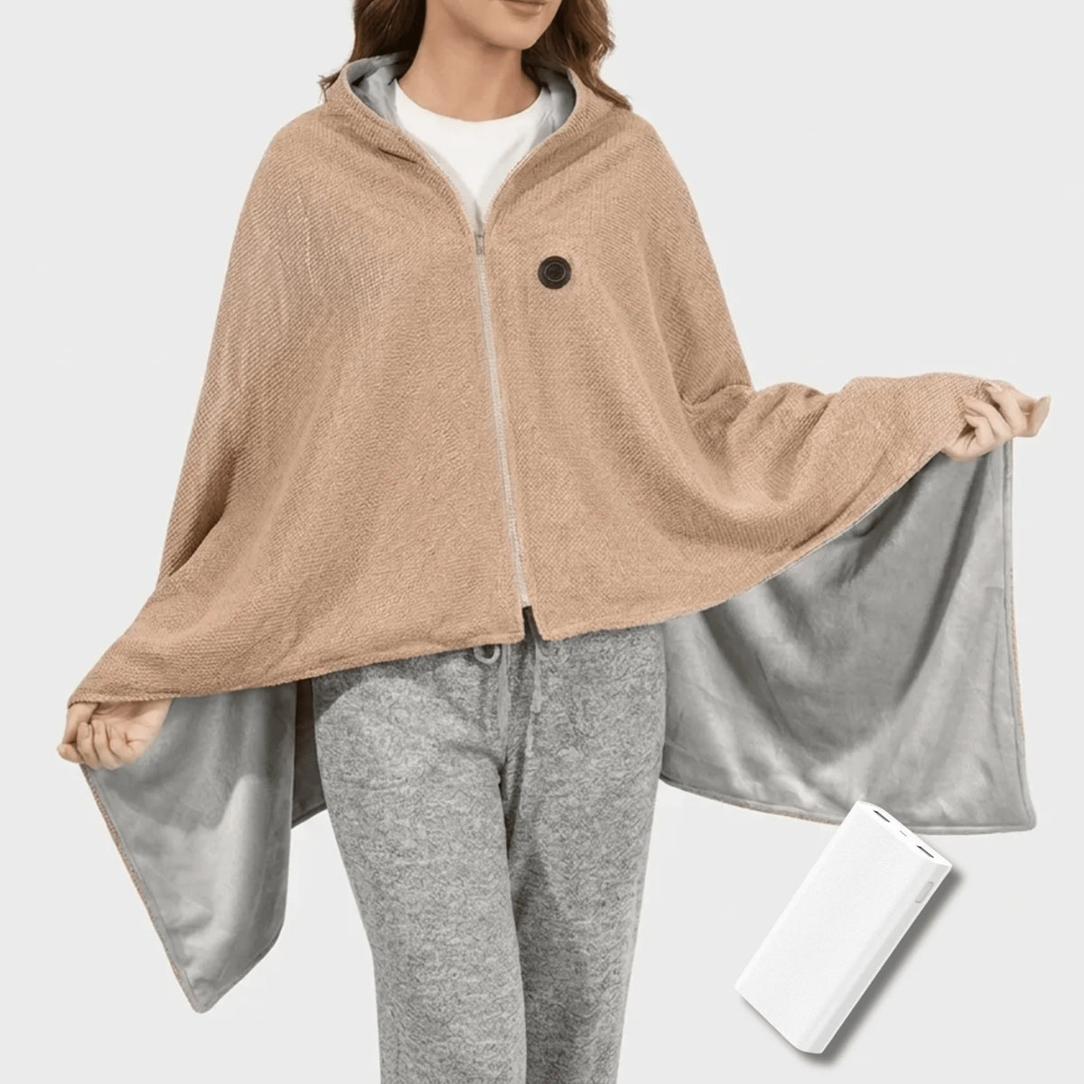 Wearable Heated Blanket USB-Powered Three Heat Settings Fleece-Lined