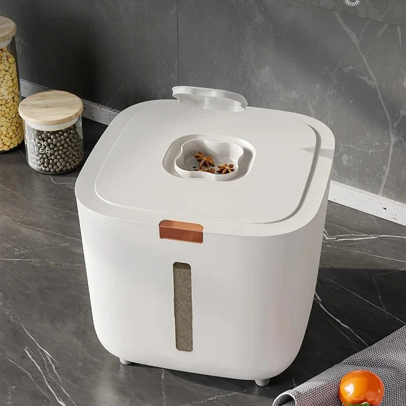 Rice Storage Bin Sealed Flip-Top Lid Viewing Window