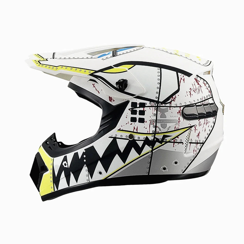 Dirt Bike Helmet Full Face Adjustable Visor Reinforced Chin Guard