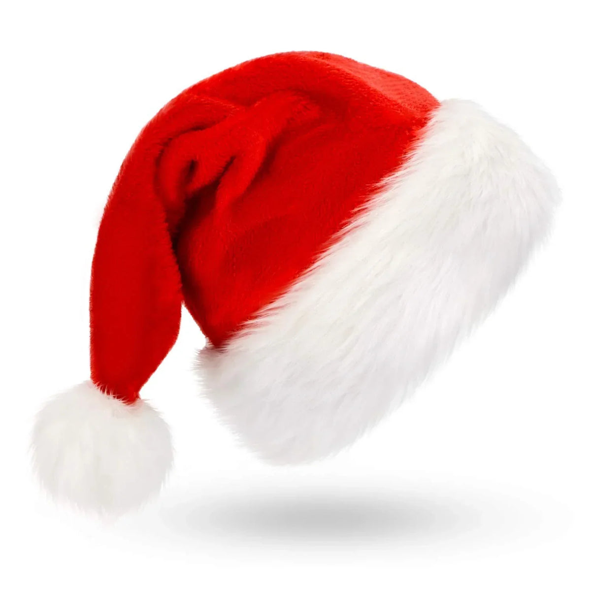 Santa Hat Soft Fleece Faux Fur Trim Pom-Pom