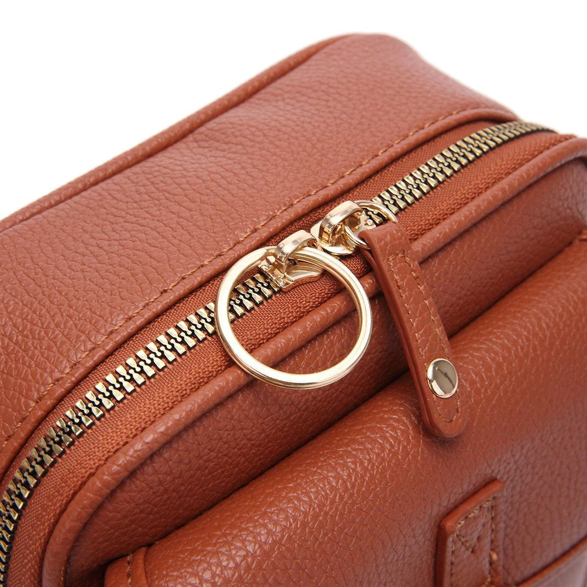Crossbody Bag Anti-Theft Zippers Compact Square Design Adjustable Strap