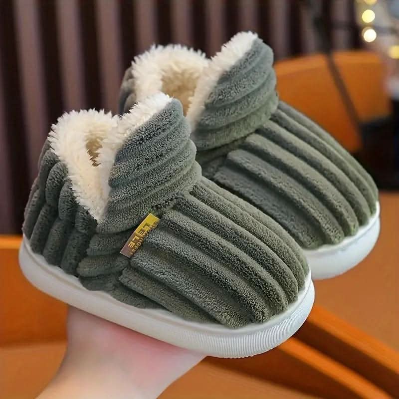 Slippers Warm Plush Lining Non-Slip Rubber Sole