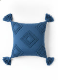 Blue Tufted Boho Square Pillow