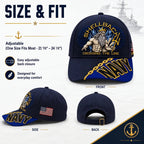 Baseball Cap Navy Adjustable Gold Chain Brim