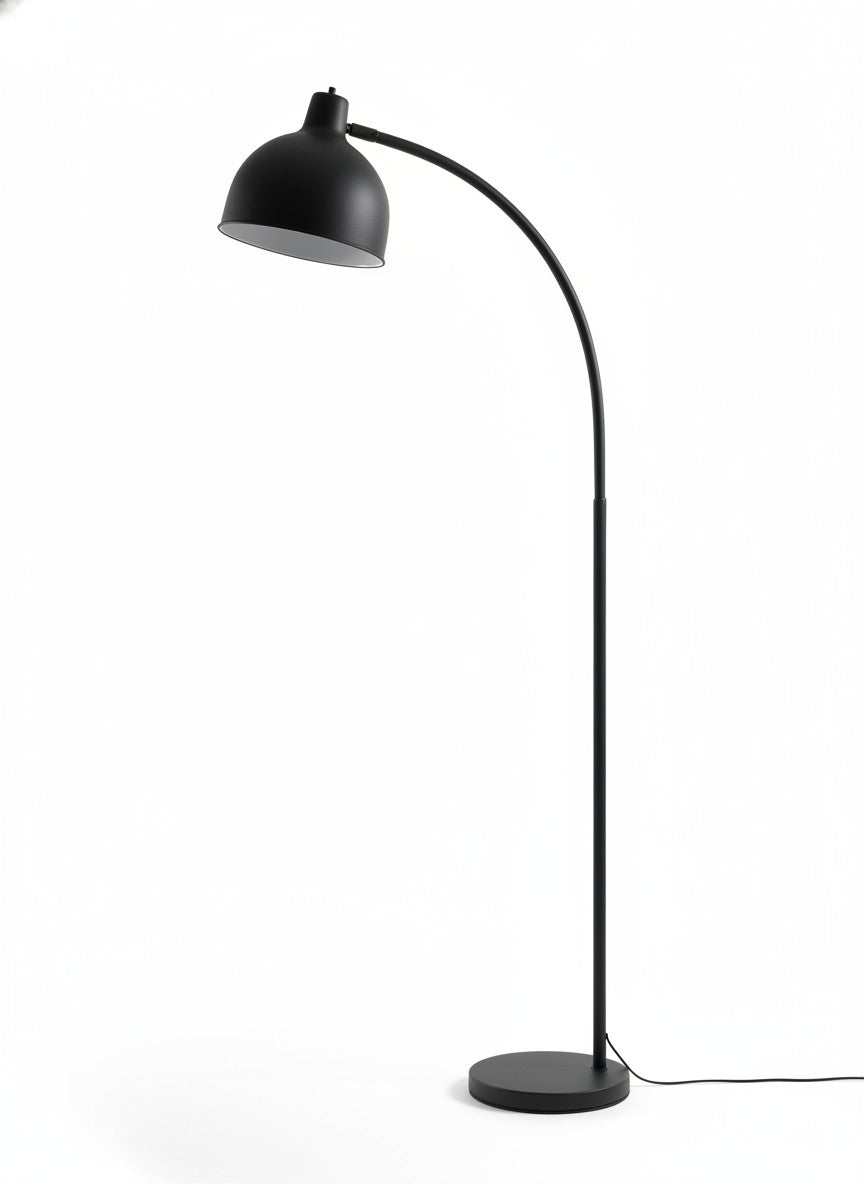 Black Arched Metal Reading Floor Lamp