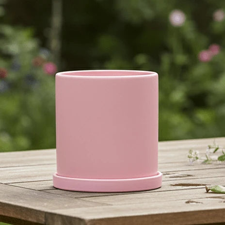 Ceramic Flower Pot Matte Glazed With Drainage Hole & Saucer