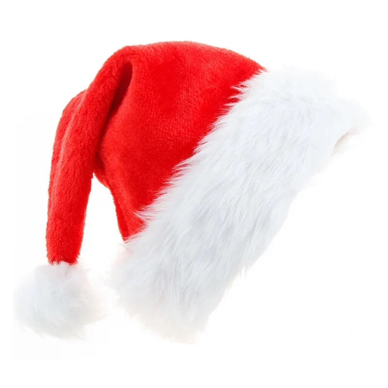 Christmas Hat Red Fleece Faux Fur Trim