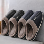 Men’s Slippers Plush Lined Cushioned EVA Sole Slip-On Design