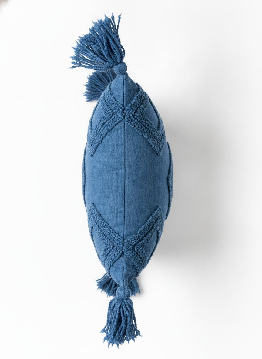 Blue Tufted Boho Square Pillow